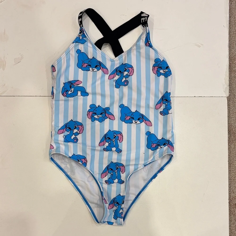 Disney Lilo & Stitch Striped Blue and White Kids Swimwear